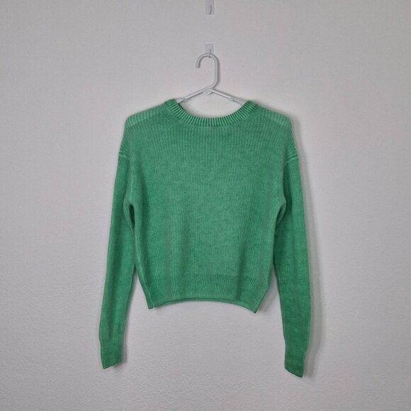 Line 100% Cashmere Sweater Sz M Crop Slouchy Preppy Boho Colorful - Picture 1 of 11